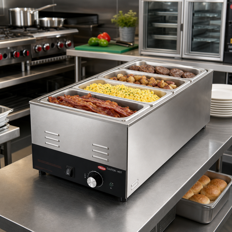 Product image #2 for Hatco CHW-43 Electric Countertop Food Warmer/Cooker, 4 x 1/3 Size Pan Capacity, Wet/Dry Operation