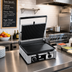 Thumbnail image #2 for Trento Single Countertop Panini Grill with Ribbed Top and Smooth Bottom, 15 x 10 Inch Cast Iron Cooking Surface, 120V