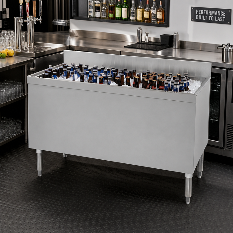 Product image #2 for Advance Tabco Underbar Basics™ 60 Inch Stainless Steel Beer Bath Bar Ice Bin