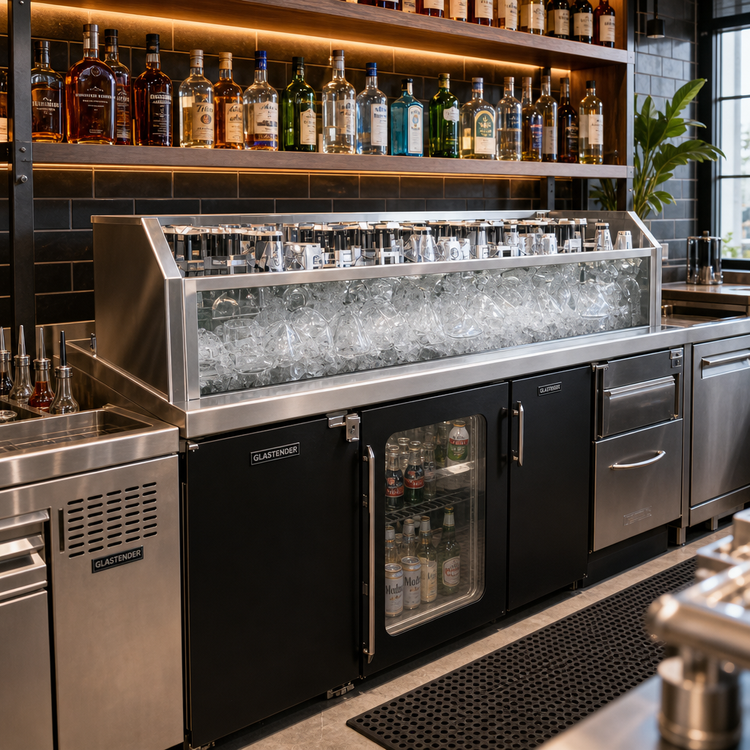 Product image #2 for Glastender 102-Inch Wide x 16-Inch Deep Back Bar Glass Ice Display Unit
