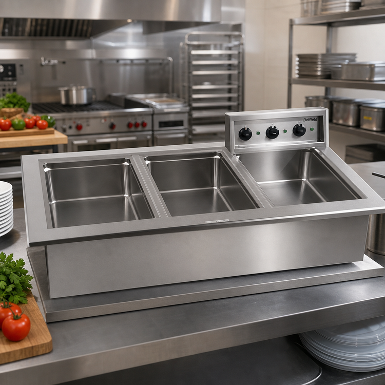 Product image #2 for Delfield N8787-D Drop-In Electric Hot Food Well, 6 Full-Size Pans, Wet/Dry, Individual Infinite Controls