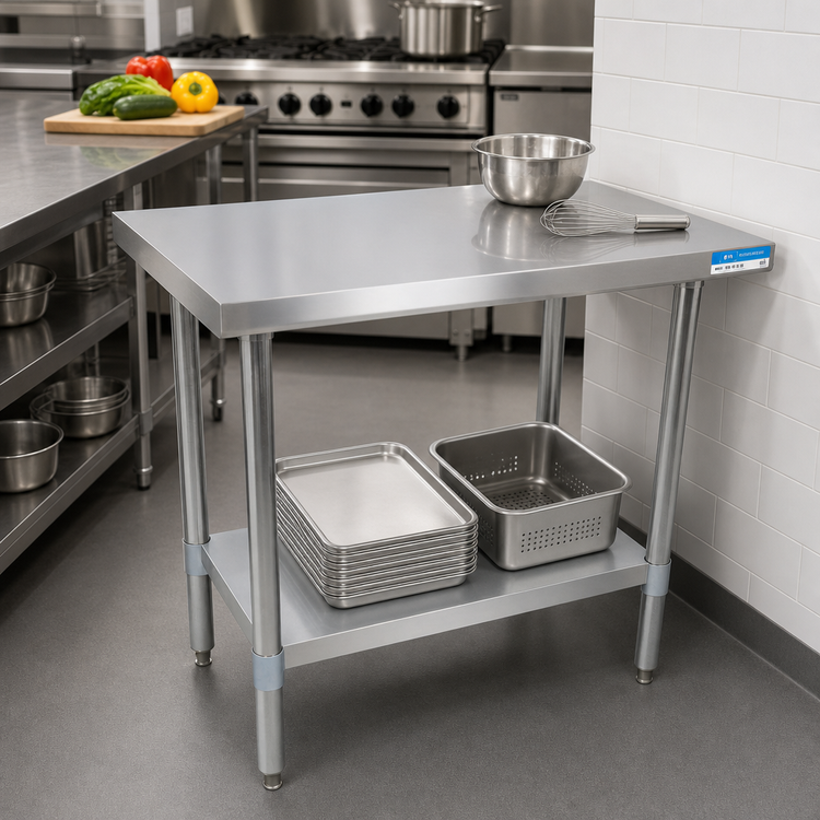 Product image #2 for BK Resources 30" x 30" Stainless Steel Corner Work Table with Adjustable Galvanized Undershelf