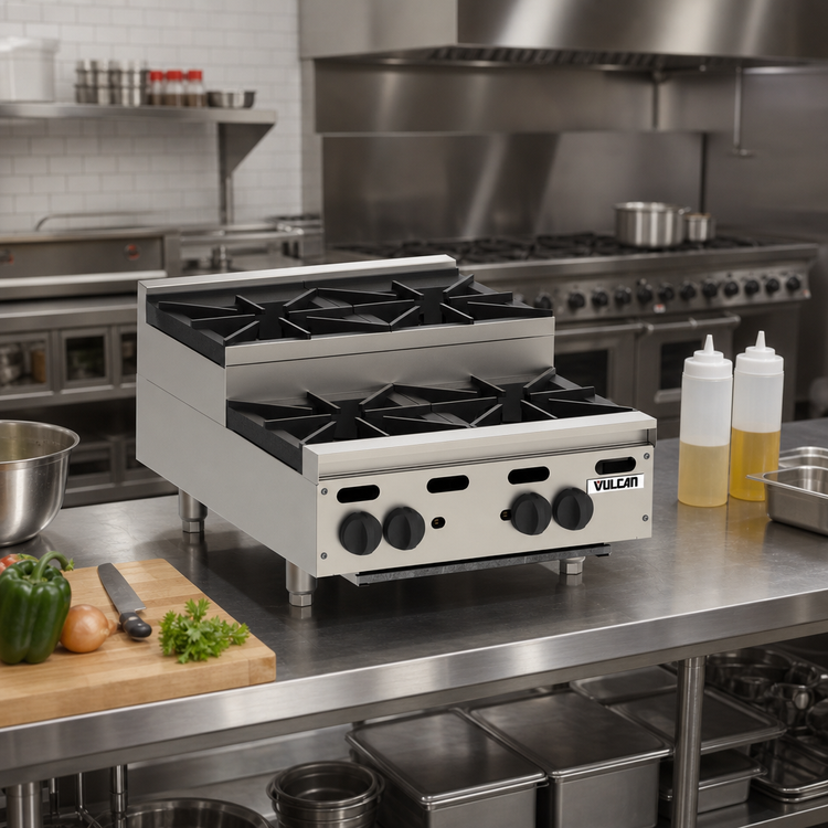 Product image #2 for Vulcan Achiever 36-Inch Countertop Heavy Duty Gas Hot Plate with 3 Step-Up and 3 Open Burners
