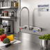 Thumbnail image #2 for EverSteel 8-Inch Wall-Mount Stainless Steel Workboard Mixing Faucet with 5 3/4-Inch Swivel Gooseneck and 2.2 GPM Aerator