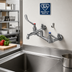 Thumbnail image #2 for T&S Brass Wall-Mount Service Sink Faucet with 8-Inch Centers, 12-Inch Spout, 6-Inch Wrist Handles, Pail Hook, and Integral Stops