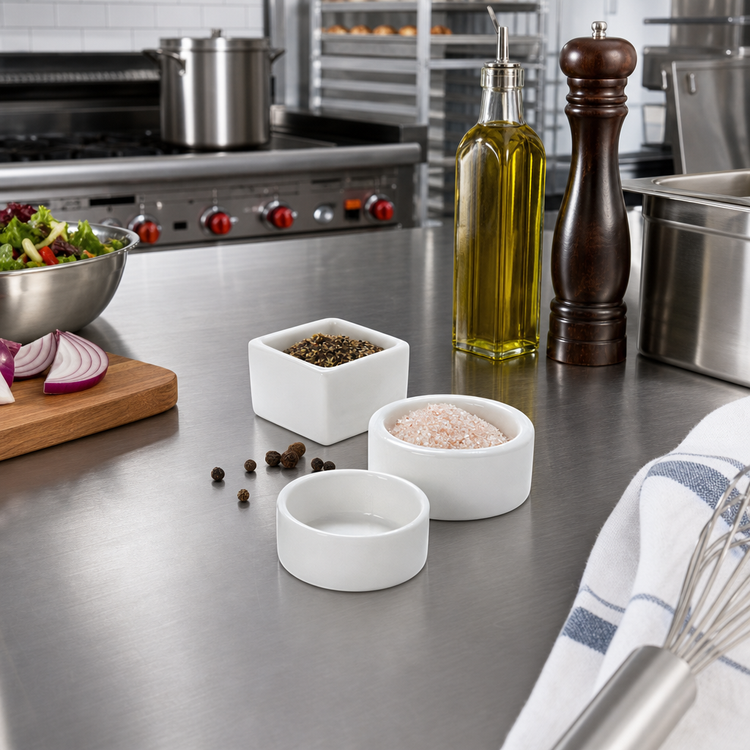 Product image #2 for American Metalcraft 1 oz Round Porcelain Salt & Pepper Dish