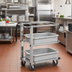 Thumbnail image #2 for Vollrath Single-Cantilever 3-Shelf Bussing Cart with Chrome Shelves and 4-Inch Swivel Casters