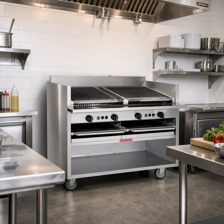 Product image #2 for Magikitch'n FM-SMB-660 60-Inch Floor Model Gas-Fired Coal Charbroiler with Ceramic Briquettes