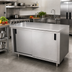 Thumbnail image #2 for Advance Tabco Special Value Economy Enclosed Work Table with Cabinet Base and Sliding Doors, 108-Inch W x 30-Inch D, 304 Stainless Steel Top