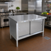 Thumbnail image #2 for Omcan USA 48-Inch x 30-Inch x 34-Inch Flat Top Stainless Steel Enclosed Work Table with Sliding Doors