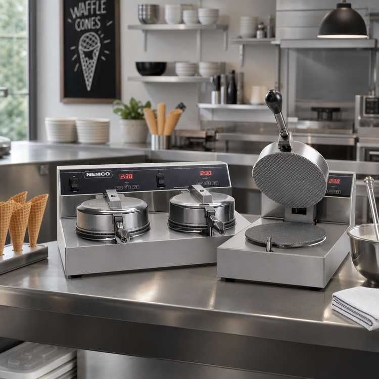 Product image #2 for Nemco Dual Countertop Waffle Cone Maker with Digital Controls, 120V
