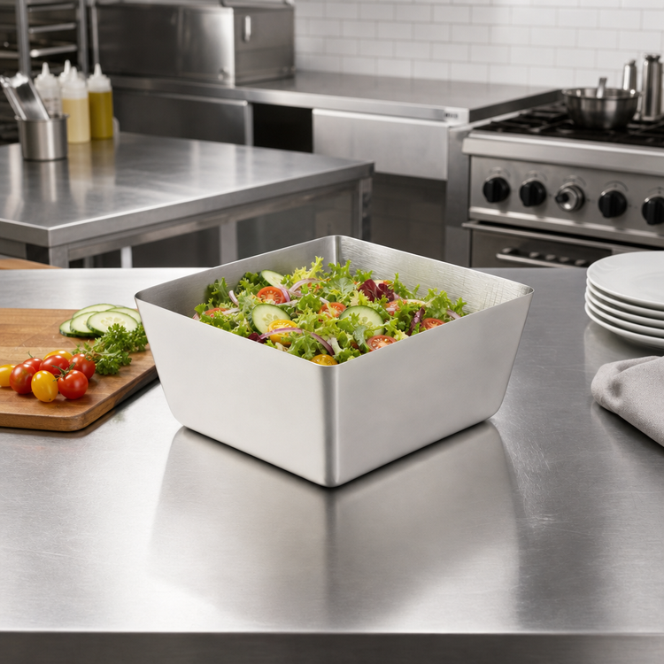Product image #2 for Square Stainless Steel Serving Bowl, 70 oz., Satin Finish