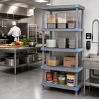 Thumbnail image #2 for Quantum Millenia QP243674VS-5 36"W x 24"D x 74"H Gray Polymer Shelving Unit, Stationary Starter, 5 Open Grid Shelves