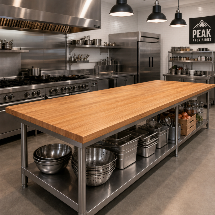 Product image #2 for Appalachian Red Oak Blended Edge Grain Island Countertop, 144 x 38 x 1-1/2 Inch, Varnique Finish