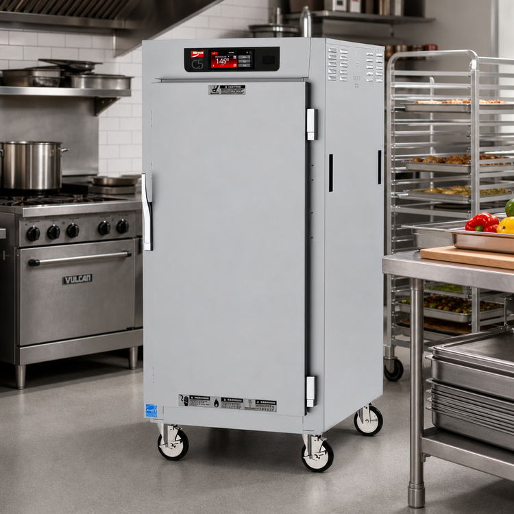 Product image #2 for Metro C5 8 Series 3/4 Height Controlled Temperature Heated Holding Cabinet, Mobile, Solid Doors, Lip-Load Slides, 14 Pan Capacity, 120V