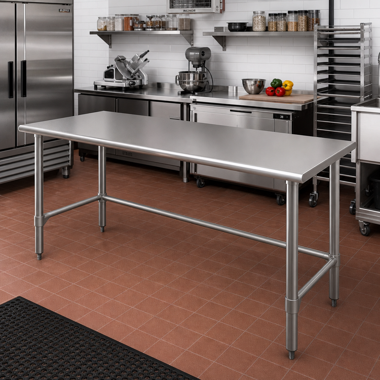 Product image #2 for Eagle Spec-Master 60" x 36" 14-Gauge 300 Series Stainless Steel Work Table, Open Base