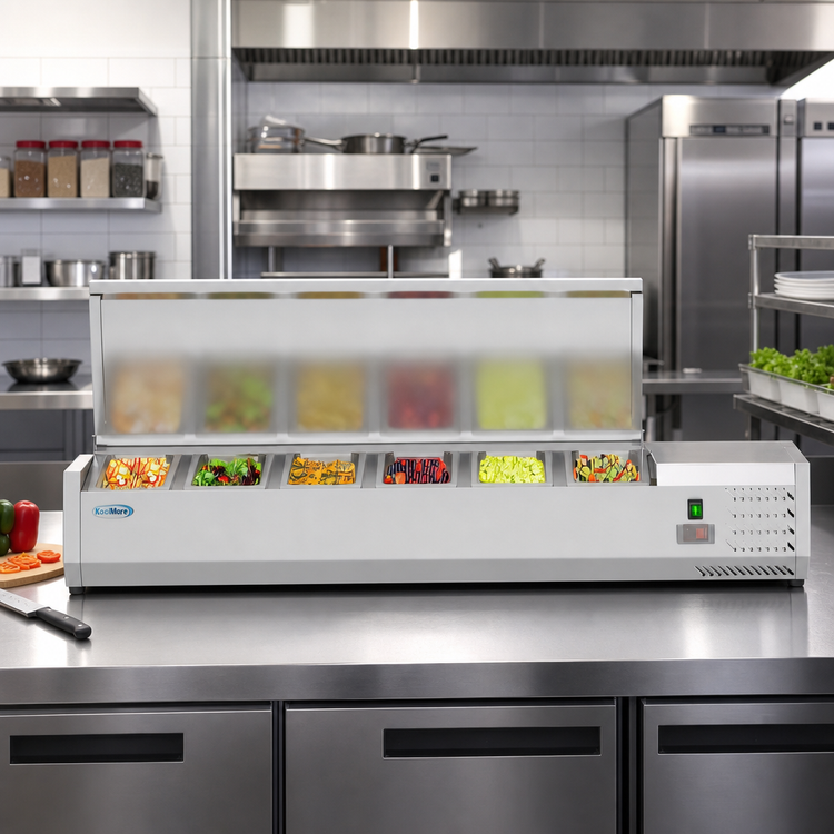 Product image #2 for KoolMore 59-Inch Refrigerated Countertop Prep Unit with 6 x 1/3 Pan Capacity