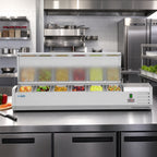 Thumbnail image #2 for Koolmore SCDC-6P-SSL 59-Inch Stainless Steel Refrigerated Countertop Prep Unit, 6 x 1/3 Pan Capacity, Digital Controls, Self-Contained