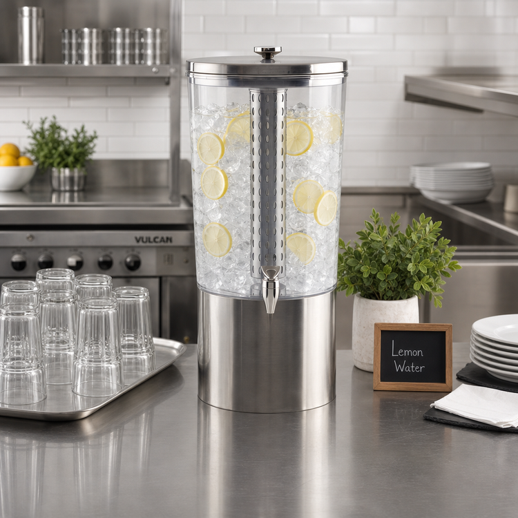 Product image #2 for TableCraft Upscale Single 4.5-Gallon Beverage Dispenser with Stainless Steel Base and Tritan Reservoir