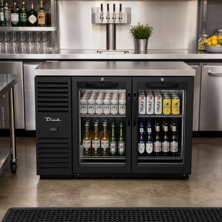 Product image #2 for True Premier Bar 36-Inch Pass-Thru One-Section Back Bar Cooler with 2 Locking Glass Doors and Stainless Steel Top