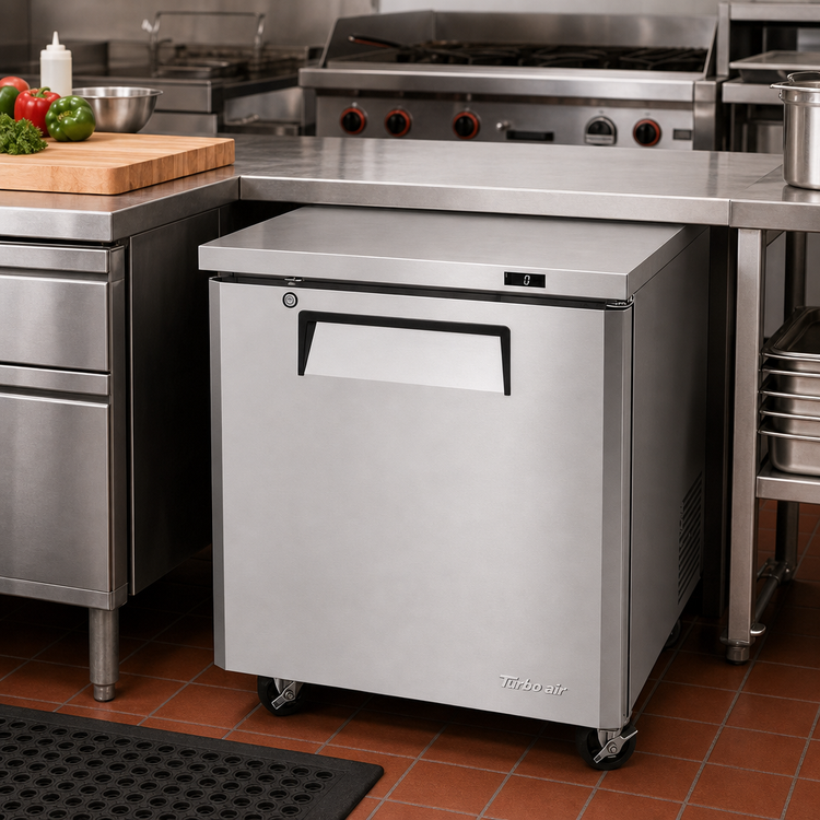 Product image #2 for Turbo Air M3 Series 27-1/2-Inch Wide One-Section Undercounter Freezer, 6.8 Cu. Ft., Rear-Mount Self-Contained, Stainless Steel