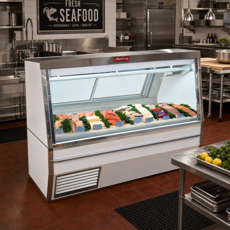 Product image #2 for Howard-McCray 34N Series 72-Inch Double Duty Fish/Poultry Service Case, Straight Glass Front, Self-Contained Refrigeration, LED Lighting