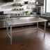Thumbnail image #2 for Spec-Master 120-Inch Stainless Steel Work Table with Rear Upturn and Galvanized Tubular Base