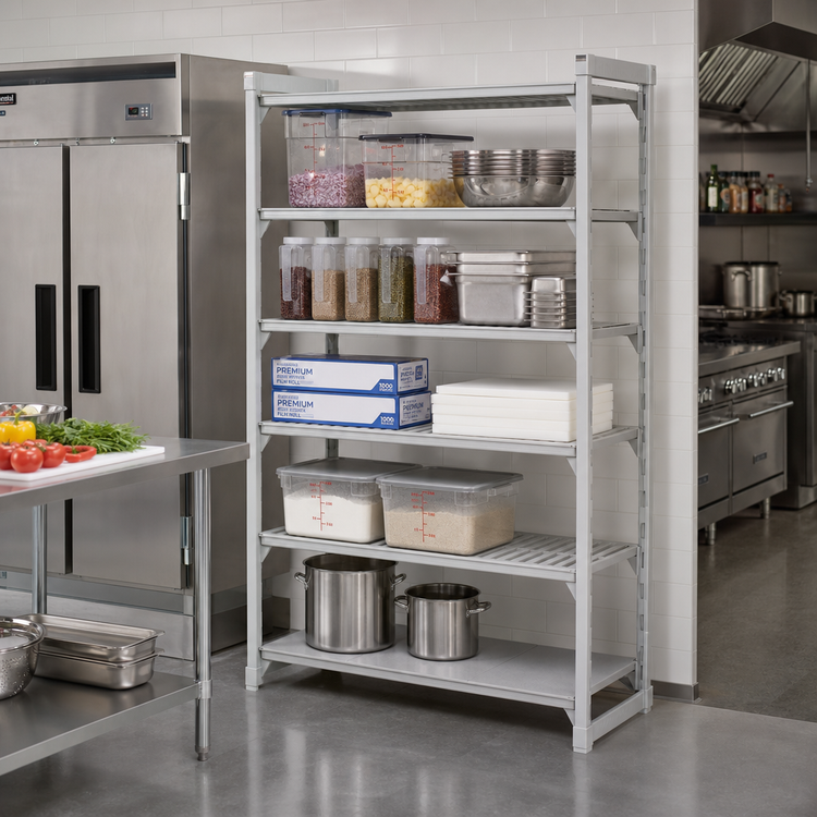 Product image #3 for Cambro Camshelving Premium 21 x 60 x 84 Inch 5-Tier Vented and Solid Stationary Starter Unit
