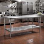 Thumbnail image #2 for Eagle Group Spec-Master T3060SEM Stainless Steel Work Table with Adjustable Undershelf, 60 x 30 Inches, 14-Gauge 300 Series Top, Box Marine Edge