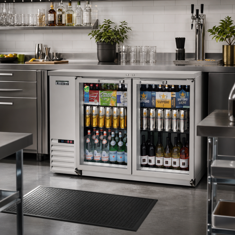 Product image #2 for Everest Refrigeration EBB48G-SS Two-Section Glass Door Back Bar Refrigerator, 49 Inch, 14 Cu. Ft.