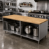 Thumbnail image #2 for BK Resources 96 Inch Hard Maple Top Chef Table with Open Front Stainless Steel Cabinet Base