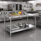 Thumbnail image #2 for John Boos ESSK8-3060-X 60 x 30 Inch Stainless Steel Work Table Undershelf, 18-Gauge 400 Series, Satin Finish