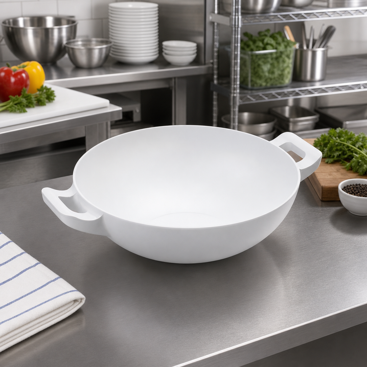 Product image #3 for American Metalcraft 82 oz White Round Melamine Bowl with Handles, 9-3/4 Inch Diameter