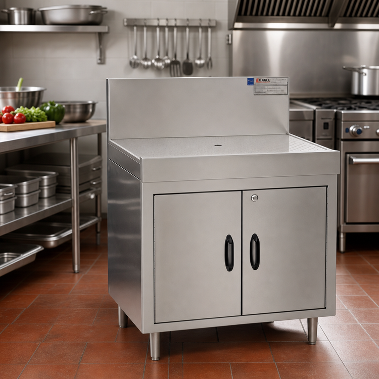 Product image #2 for Eagle Spec-Bar 42 Inch x 19 Inch Freestanding Closed Base Stainless Steel Workboard Cabinet with Locking Doors and Removable Insert