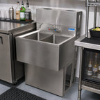 Thumbnail image #3 for BK Resources UBDW-18-224S 2-Compartment Slim-Line Underbar Sink, 24 x 18-1/4 x 33-1/2 in, 304 Stainless Steel, 4-1/2 in Backsplash