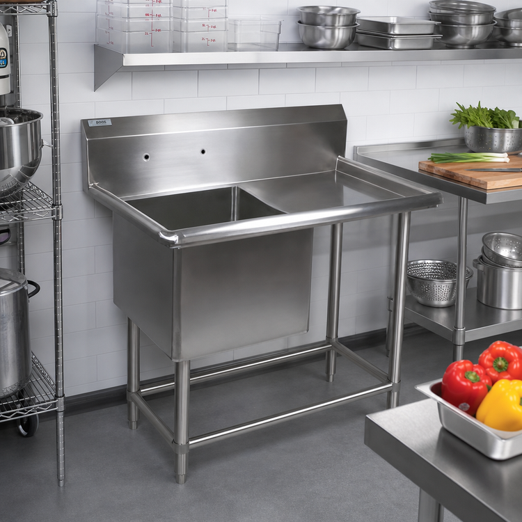 Product image #2 for John Boos Pro-Bowl 1-Compartment Sink with Right Drainboard, 54-3/16 x 25-1/2 Inch Overall