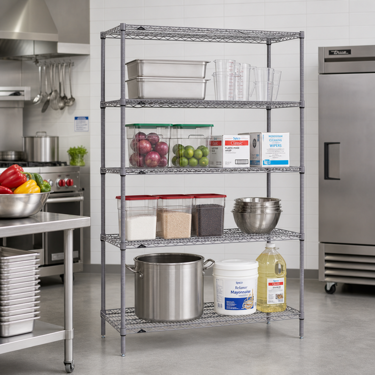 Product image #2 for Metro Super Erecta Stationary Starter Wire Shelving Unit, 36W x 18D x 74H, 4 Shelves, Metroseal Gray Epoxy-Coated