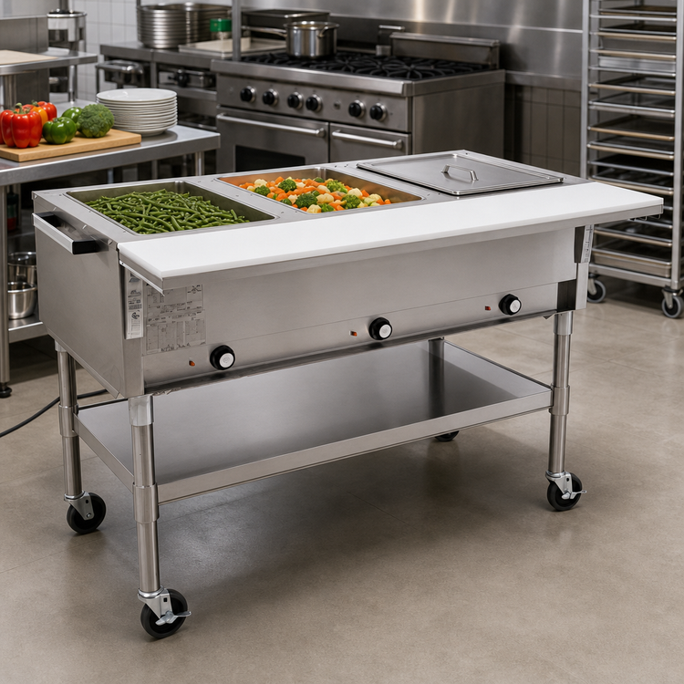 Product image #2 for Portable Electric Hot Food Table with 2 Dry Wells, Open Base, 36 Inch Wide, 240V