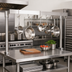 Thumbnail image #2 for BK Resources APU-48 Adjustable Table-Mount Single-Bar Stainless Steel Pot Rack, 48 Inch W x 50 Inch H, 8 Double-Prong Hooks