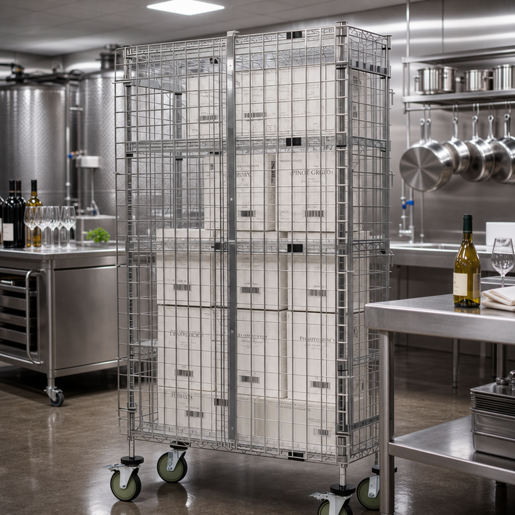 Product image #2 for Quantum Mobile Wine Bulk Storage Security Unit with Security Panels and Casters