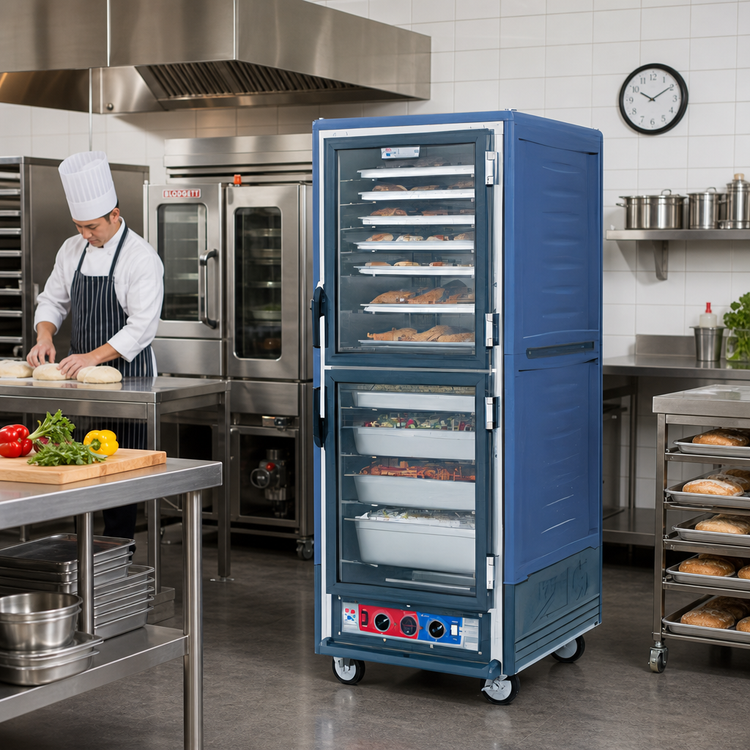 Product image #2 for Metro C5 3 Series Full-Height Mobile Moisture Heated Holding and Proofing Cabinet with Dutch Clear Doors, Blue Insulation Armour