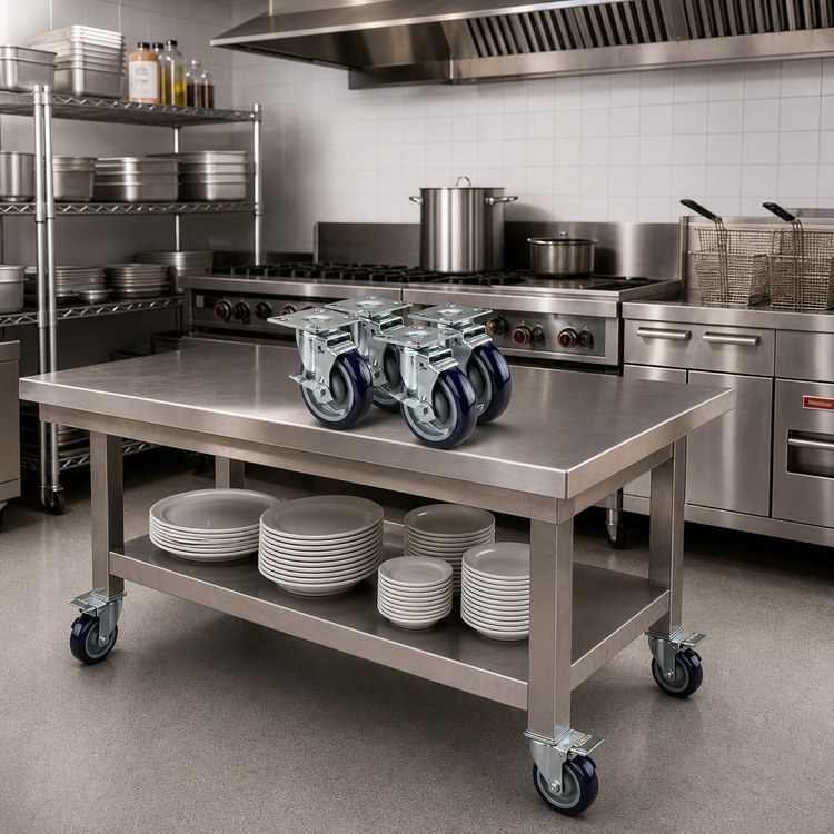 Product image #2 for Krowne 3-Inch Plate Shelf Casters with Brakes, Set of 6
