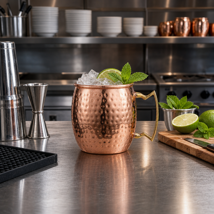 Product image #2 for American Metalcraft 16 oz. Copper Moscow Mule Mug with Brass Handle, Hammered Finish