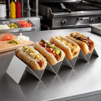 Thumbnail image #2 for American Metalcraft TSH5 Full-Size Brushed Stainless Steel Taco Holder, 4 or 5 Compartments Case of 36