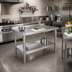 Thumbnail image #2 for Heavy Duty Stainless Steel Work Table with 2-Inch Backsplash and Adjustable Undershelf, 60 x 24 x 38 Inches