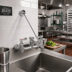 Thumbnail image #2 for John Boos PBF-SS-6-X Wall-Mount Service Sink Faucet, Vacuum Breaker Hook Nozzle, 4-Inch Spout, 8-Inch Centers, Pail Hook