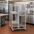 Thumbnail image #2 for Channel Manufacturing Double-Section Aluminum Cafeteria Tray Rack with 5-Inch Swivel Casters, 40-Tray Capacity