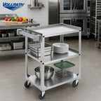 Thumbnail image #2 for Vollrath 97326 Stainless Steel 3-Shelf Utility Bus Cart, 400 lb Capacity, Solid Shelves