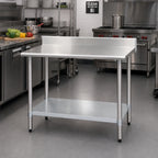 Thumbnail image #2 for Eagle Group Spec-Master T2430E-BS 30" x 24" Stainless Steel Work Table with 4-1/2" Backsplash and Adjustable Galvanized Undershelf