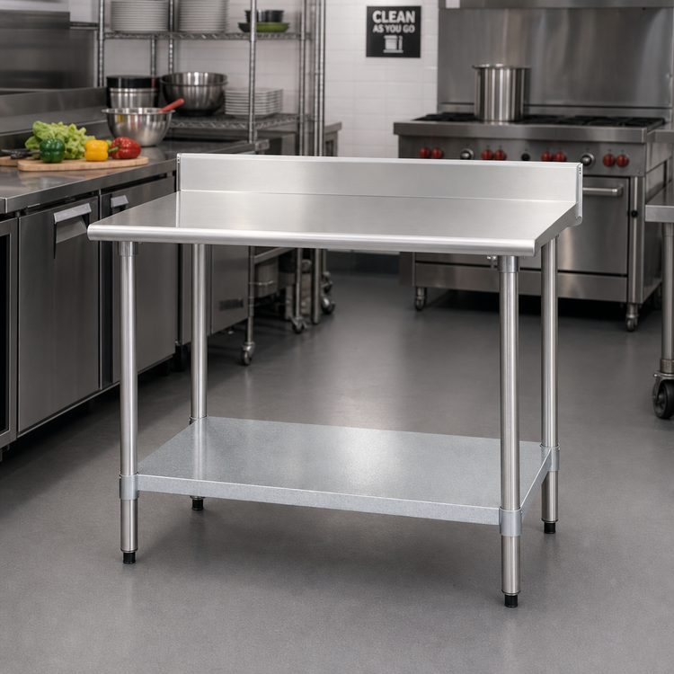 Product image #2 for Spec-Master 30" x 24" Stainless Steel Work Table with 4-1/2" Backsplash and Galvanized Undershelf